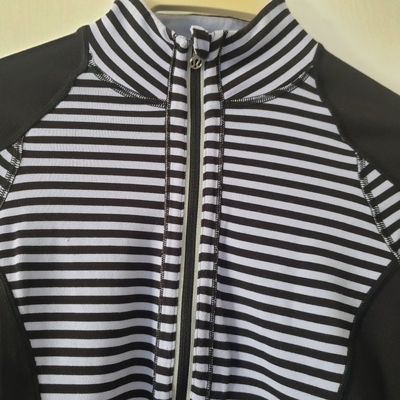 Lululemon Run U-Turn Pullover Top Pique Black Heathered Blue Size 4 - Picture 4 of 8